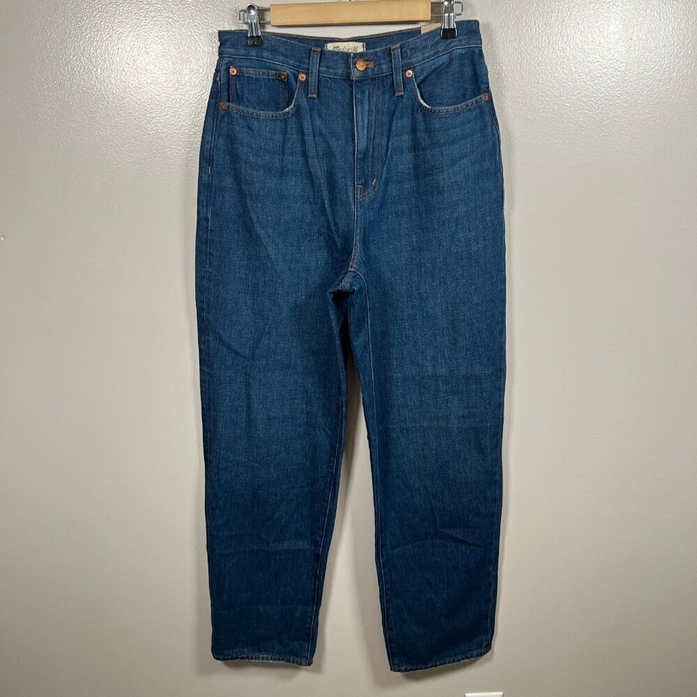 Madewell Baggy Straight Jeans Size 28 Dark Worn Indigo Wash High Rise Slouchy